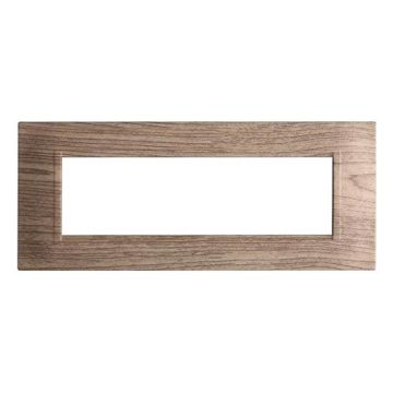 Placca compatibile Bticino Livinglight 7 moduli plastica quadrata colore legno scuro