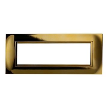 Placca compatibile Bticino Livinglight 7 moduli plastica quadrata colore oro lucido