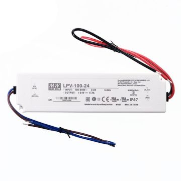 Meanwell Alimentatore led100.8W 24Vdc 4.2A tensione costante Waterproof IP67 LPV-100-24