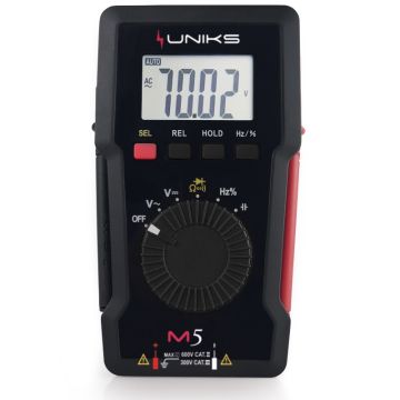 Uniks M5 Multimetro digitale tascabile IEC/EN 61010-1 CAT III 300V con portapuntali 600V AC/DC