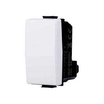 Bouton 1P 10A compatible Bticino Matix couleur blanc