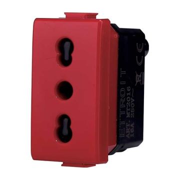 Prise italienne 2P+T 10/16A compatible Bticino Matix couleur rouge