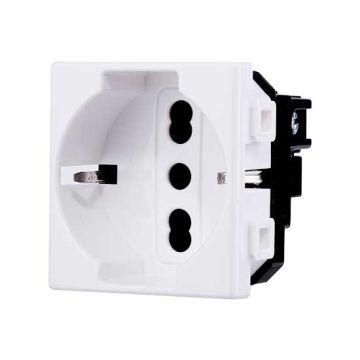 Prises Schuko compatible Bticino Matix norme allemande 2P+T 10/16A couleur Blanc