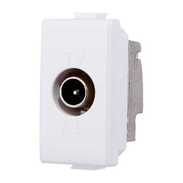 Tv & Sat passthrough coaxial socket compatible Bticino Matix male connector white color