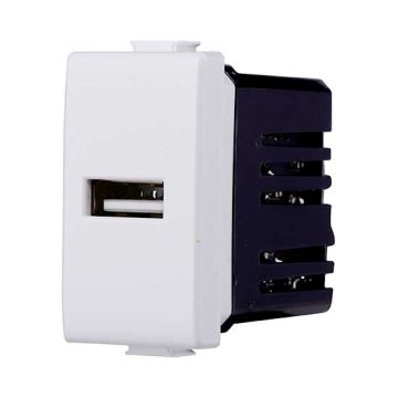 USB charger compatible Bticino Matix Type-A 5Vdc 2.1A Type-A white color