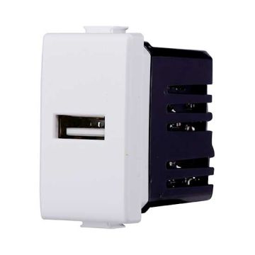 Chargeur USB Type-A compatible Bticino Matix 5Vdc 2.1A couleur blanc