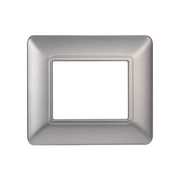 Placca compatibile Bticino Matix 2 moduli plastica colore argento