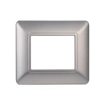 Plaque compatibles Bticino Matix 2 modules plastique couleur argent