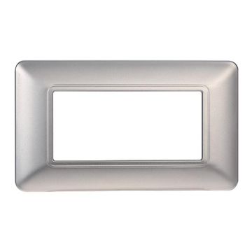 Placca compatibile Bticino Matix 4 moduli plastica colore argento