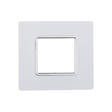 Placca compatibile Bticino Matix 2 moduli vetro colore bianco