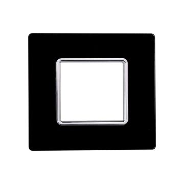Compatible plate Bticino Matix 2 modules glass black color