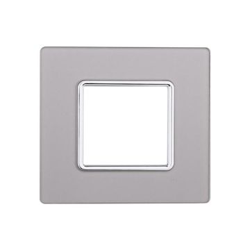Placca compatibile Bticino Matix 2 moduli vetro colore argento