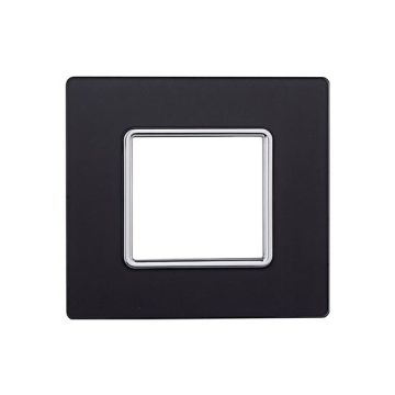 Compatible plate Bticino Matix 2 modules glass dark steel graphite color