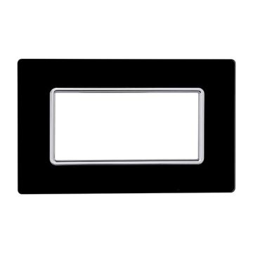 Compatible plate Bticino Matix 4 modules glass black color