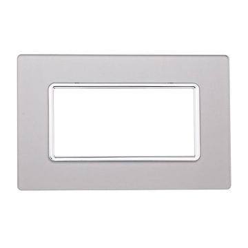 Placca compatibile Bticino Matix 4 moduli vetro colore argento