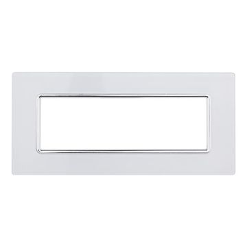 Placca compatibile Bticino Matix 6 moduli vetro colore bianco