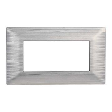 Compatible plate Bticino Matix 4 modules plastic satin silver color