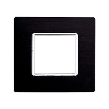 Placca compatibile Bticino Matix 2 moduli alluminio colore nero satinato