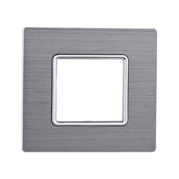 Compatible plate Bticino Matix 2 modules aluminum satin silver color
