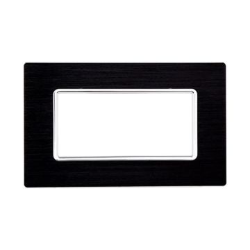 ETTROIT MT86402 Placca In Alluminio Serie Solar 4P Colore Nero Compatibile Con Bticino Matix