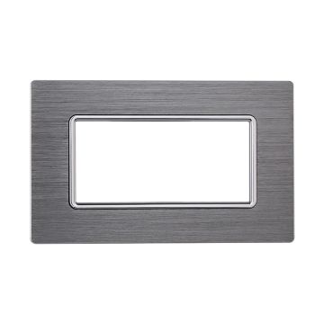 ETTROIT MT86406 Plaque aluminium 4P Couleur Argent Compatible avec Bticino Matix