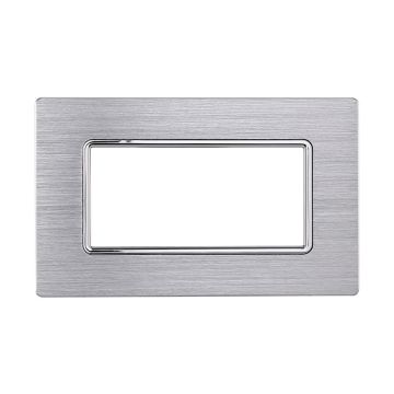ETTROIT MT86417 Placca in alluminio 4P Colore Silver Lucido Compatibile Con Bticino Matix
