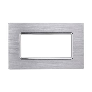 ETTROIT MT86417 Plaque aluminium 4P Couleur Argent Poli Compatible avec Bticino Matix