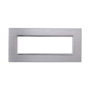 ETTROIT MT86617 Placca in Alluminio 6P 6 posti Colore Silver Lucido Compatibile Con Bticino Matix