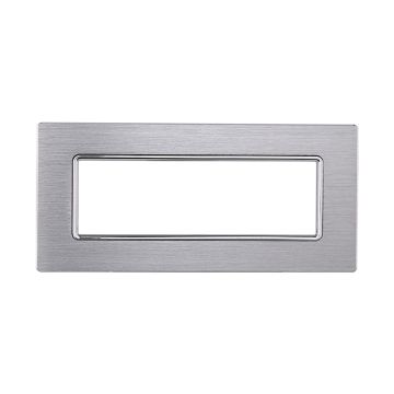 ETTROIT MT86617 6P Plaque Aluminium 6 Fentes Couleur Argent Poli Compatible avec Bticino Matix