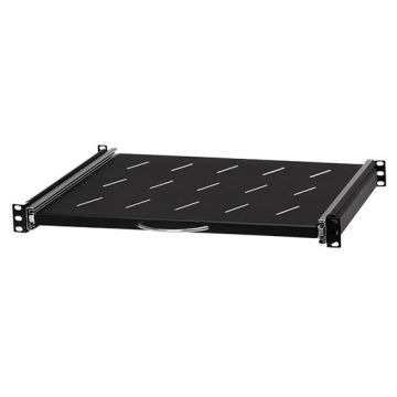 Pull-out shelf 1U 350mm for rack cabinets 19" black RAL9005 color steel