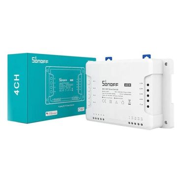 Interruttore universale smart switch WiFi controllo 4Ch linee indipendenti con temporizzazione guida DIN SONOFF 4CHR3