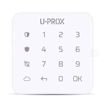 Mini tastiera touch senza fili wireless 868MHz colore bianco usata per inserire/disinserire il sistema di sicurezza U-Prox Keypad G1