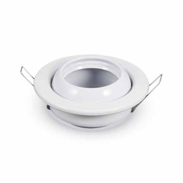 Portafaretto incasso rotondo metallo orientabile 45° GU10 Mod. VT-780RD SKU 3593 - Bianco