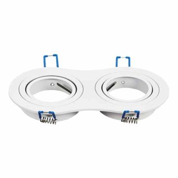 V-TAC VT-783RD Double spot led encastrable en aluminium brossé rond réglable couleur blanche 2 * GU10