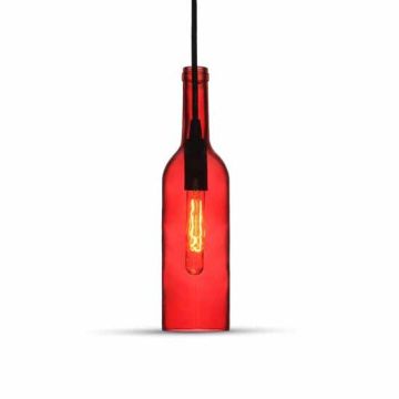 V-TAC VT-7558 Lustre décoratif en forme de bouteille à led 1MT E14 Ф72mm en verre rouge sku 3769