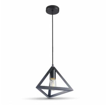 V-TAC VT-7141-MB Lampadario portalampada led triangolare a piramide 1MT E27 Ф250mm in metallo Nero opaco - 3832