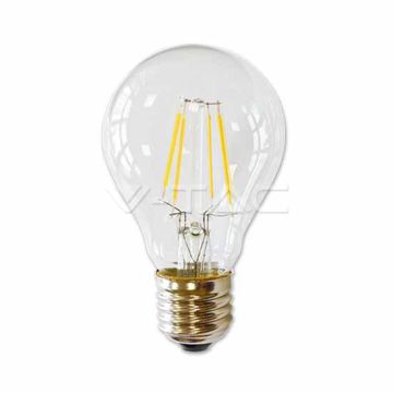 V-Tac VT-1885 Lampadina  LED filamento A60 E27 4w Vetro trasparente 2700K - 4259