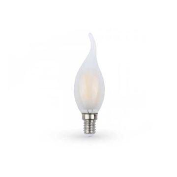 LED Bulb 4W Filament E14 White Cover Candle Flame Dimmable  Mod. VT-2056D - SKU 7177 - Warm White 2700K