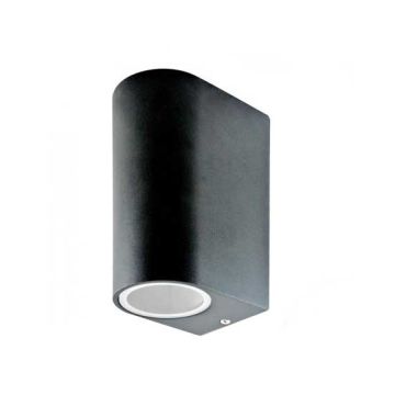 Paroi Fitting Lisse GU10 Aluminium Noir 2 Direction IP44 Mod. VT-7652 - SKU 7509 - Rond