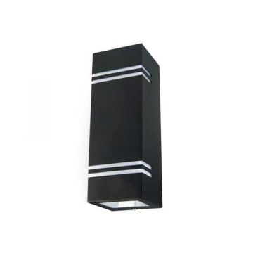 Portalampada Wall Light Alluminio Square acciaio inox Nero 2xGU10 - Mod VT-7662