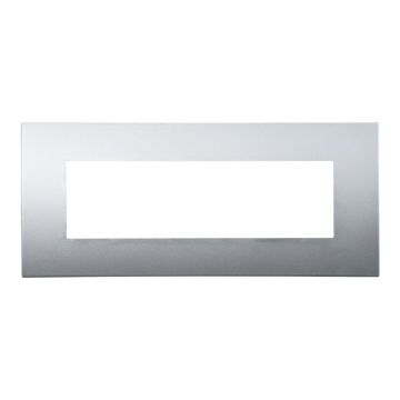 Ettroit VA83706 Placca 7 moduli,  serie Venus, plastica colore argento, compatibile con serie Vimar Arkè  