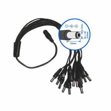 Dual DC Power Splitter 5.5 mm Cable Y 16 outputs