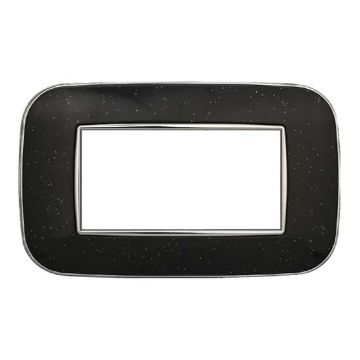 Placca compatibile Bticino Axolute 4 moduli plastica colore nero brillante Orbis serie Moon Ettroit AN91424