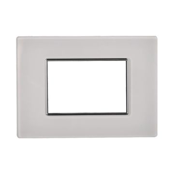 ETTROIT AN84301 Placca 3P in vetro Serie Moon 3P Colore Bianco Compatibile Con Bticino Axolute