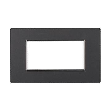 ETTROIT AN84410 4P Plaque en Verre Série Lune 4 places Couleur Acier Foncé Compatible avec Bticino Axolute