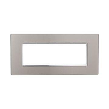 ETTROIT AN84606 Placca Vetro Serie Moon 6P Silver Compatibile Con Bticino Axolute