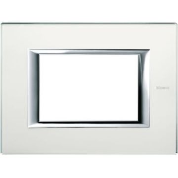 Bticino axolute - placca 3P 3 posti in vetro colore specchio acidato HA4803VSA