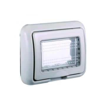 ETTROIT Platte mit Abdeckung 3P IP55 Hydrobox-Gehäuse kompatibel mit Bticino Living Farbe GRAU - LG2703