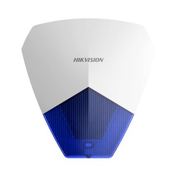 Sirena exterior con cable Hikvision DS-PS1-B, 105 dB, IP54, 12 V, carcasa azul resistente para sistemas de alarma.