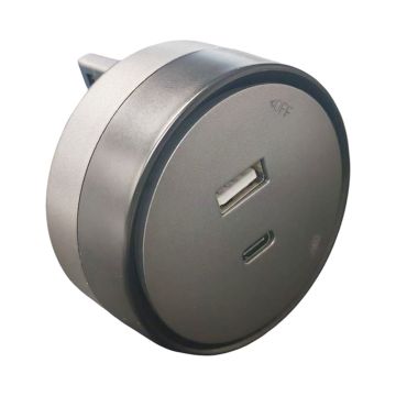 ETTROIT Presa USB-A + USB-C 12W Plug&Play per Sistema a Binario Grigio ETG3002 